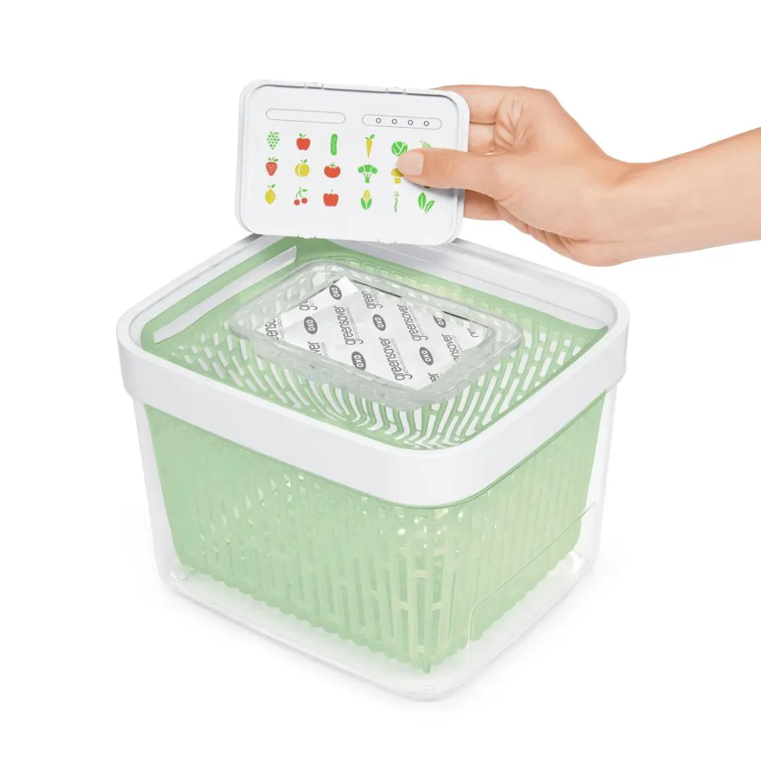 OXO Good Grips Vershoudbak 4L - Koolstoffilter - Wit/Transparant