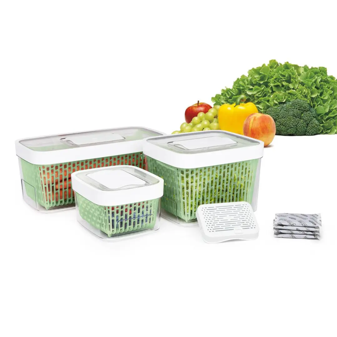 OXO Good Grips Vershoudbak 4L - Koolstoffilter - Wit/Transparant