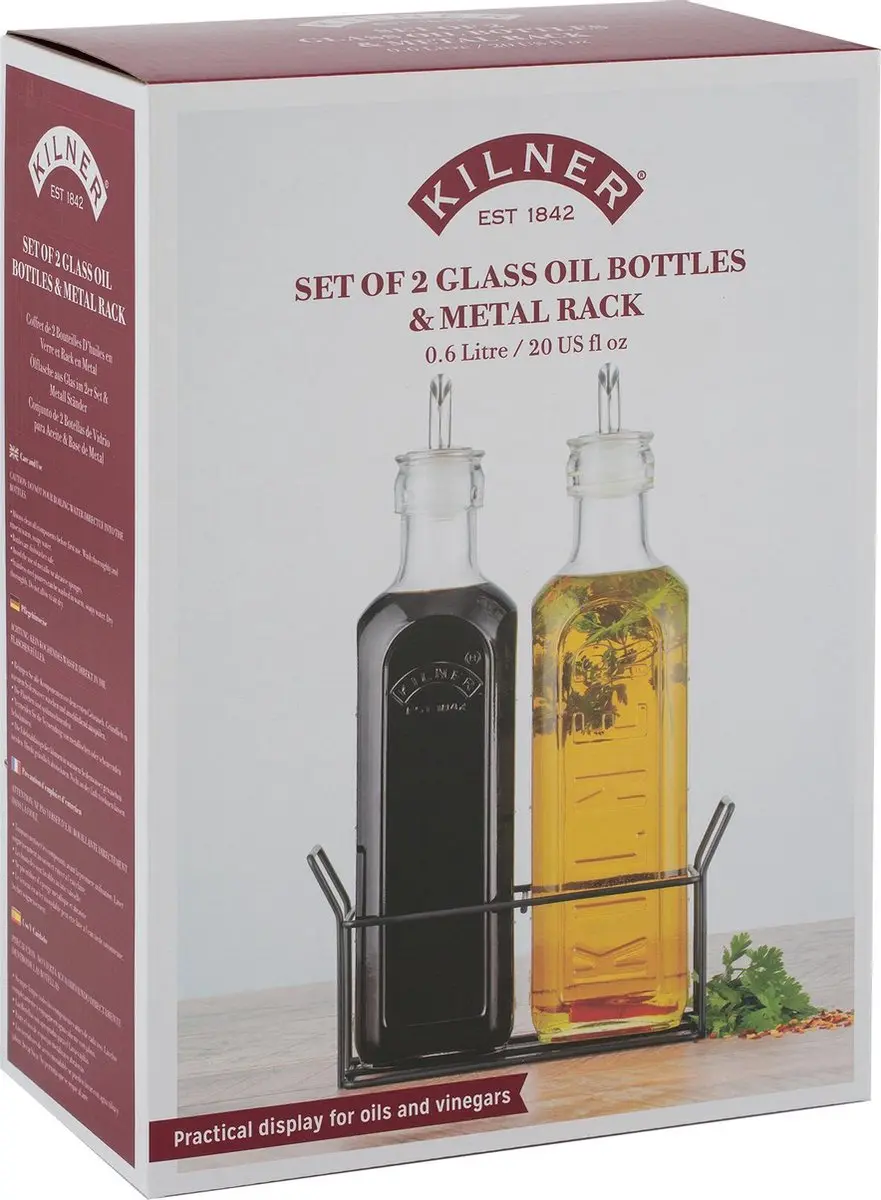 Kilner Olie- en azijnstel RAY-0025-028 - 2x600ml - Zwart