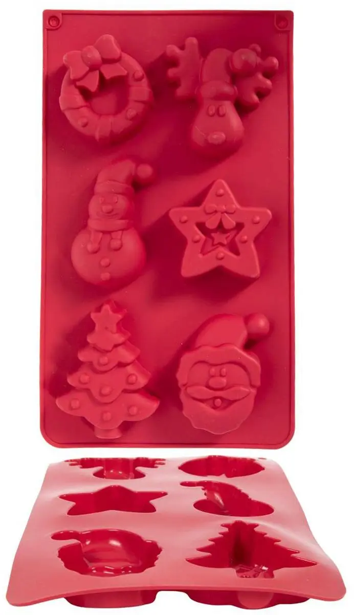 Svenska Living Kerst Bakvorm Siliconen 6 Figuren - Rood