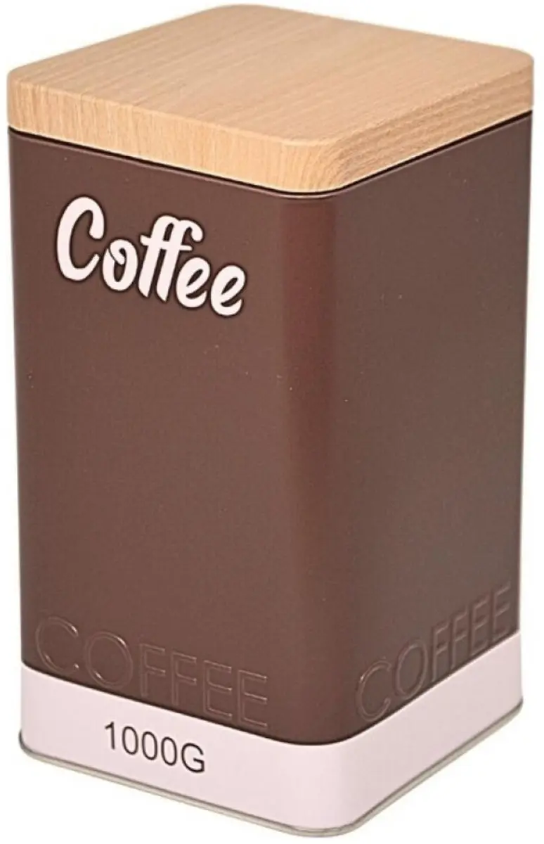 Excellent Houseware Koffie Bewaarblik - 3x - Houten deksel