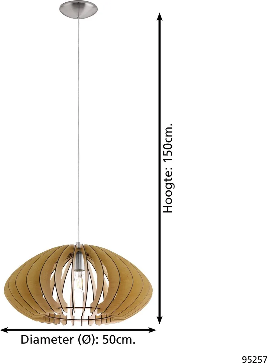 Eglo Cossano 2 Hanglamp - Ø50cm Nikkel-Mat Ahorn - afbeelding 6 van 6