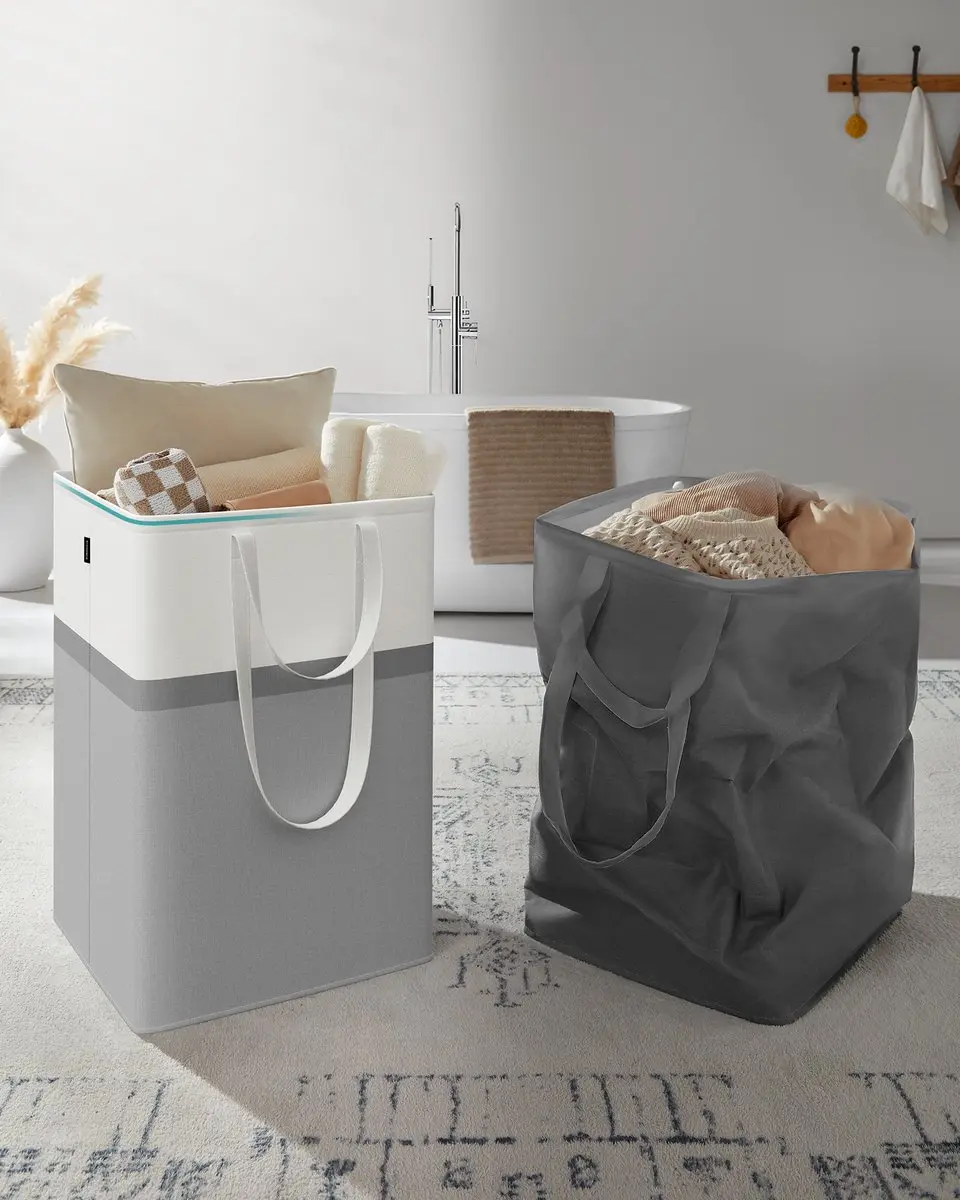 Songmics LCB210G02 Wasmand 110L - Opvouwbaar - Duifgrijs