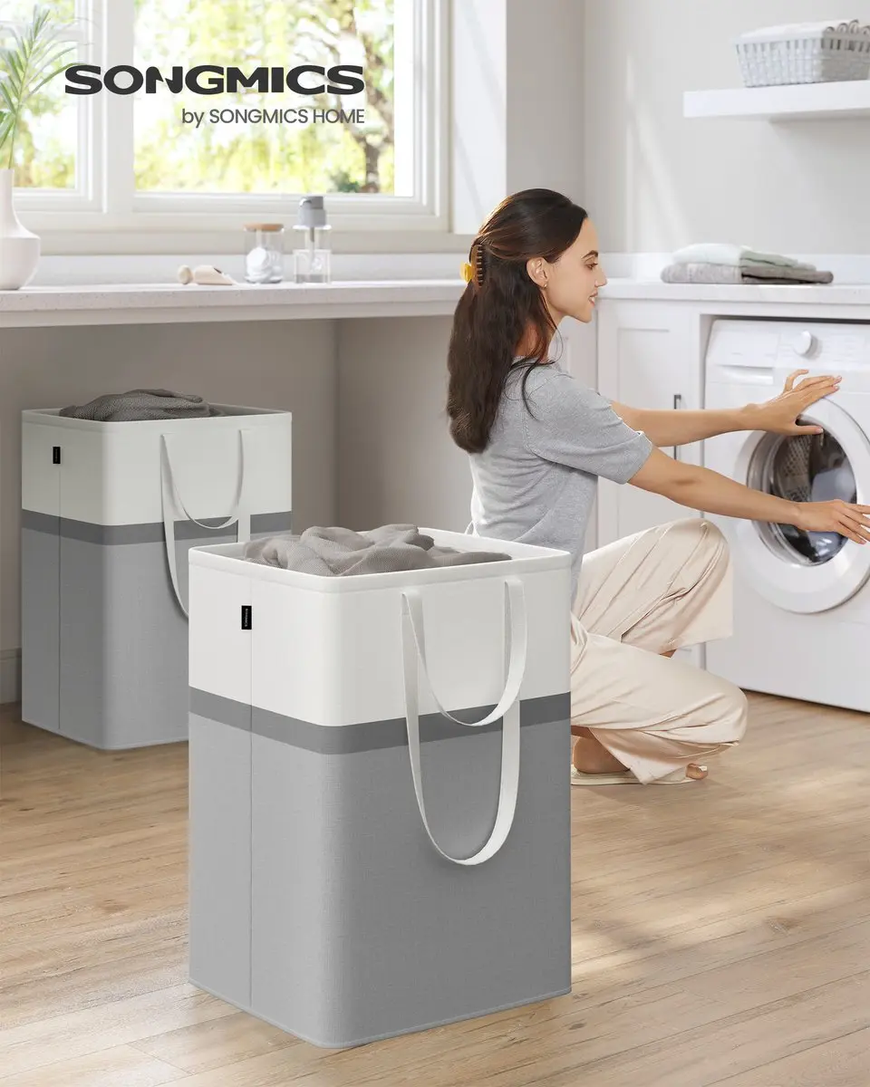 Songmics LCB210G02 Wasmand 110L - Opvouwbaar - Duifgrijs