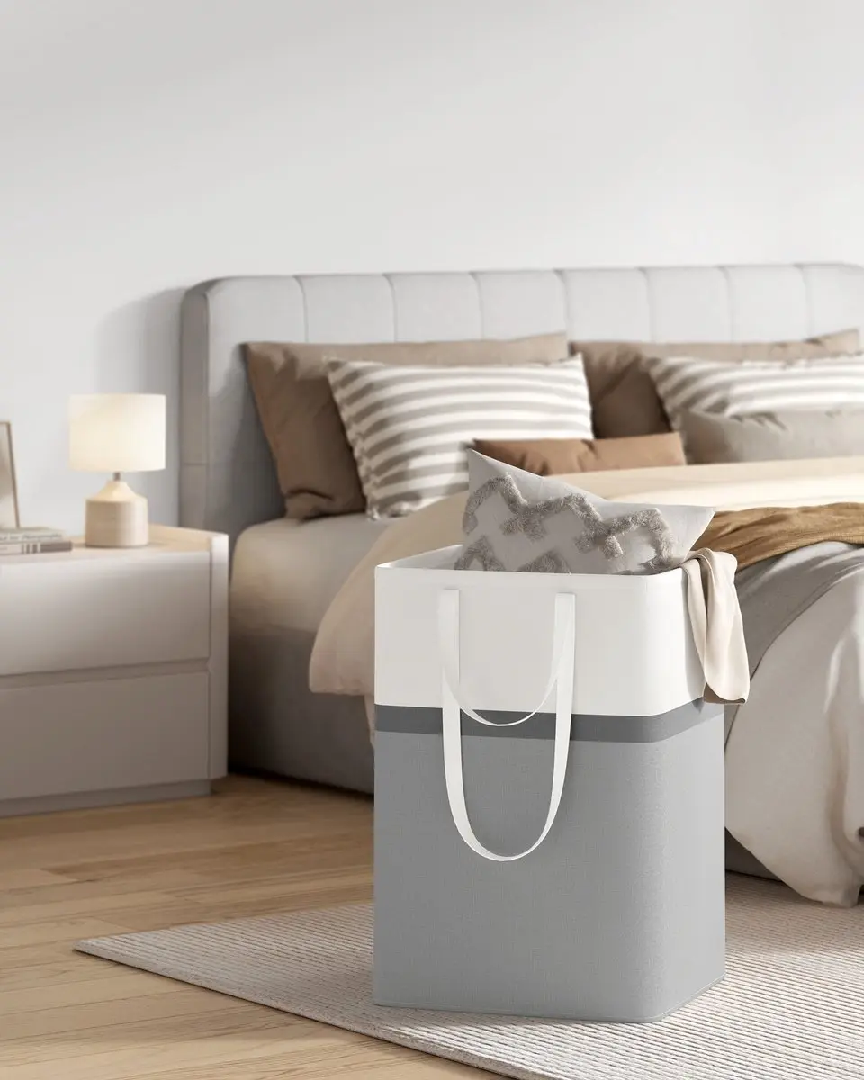 Songmics LCB210G02 Wasmand 110L - Opvouwbaar - Duifgrijs