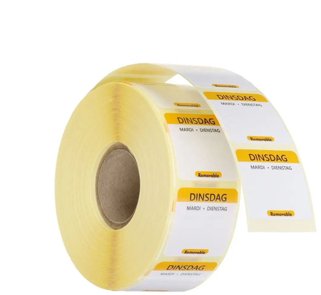 HENDI Dinsdag Voedselveiligheid Dagstickers Geel 25x25mm - 1000 Stuks