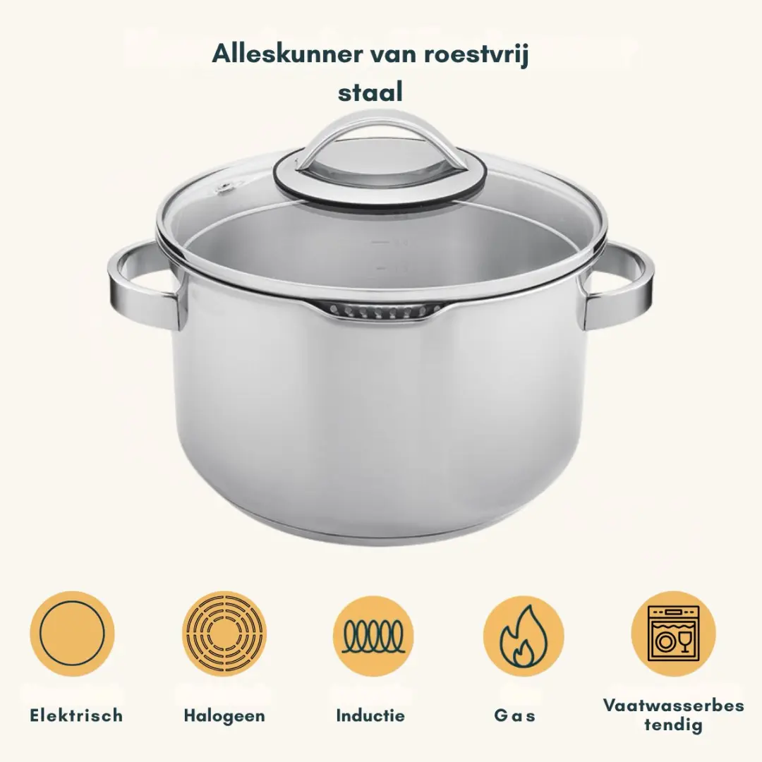 Sola Pearl Premium Pannenset 4-delig - RVS - 16cm/1.5L