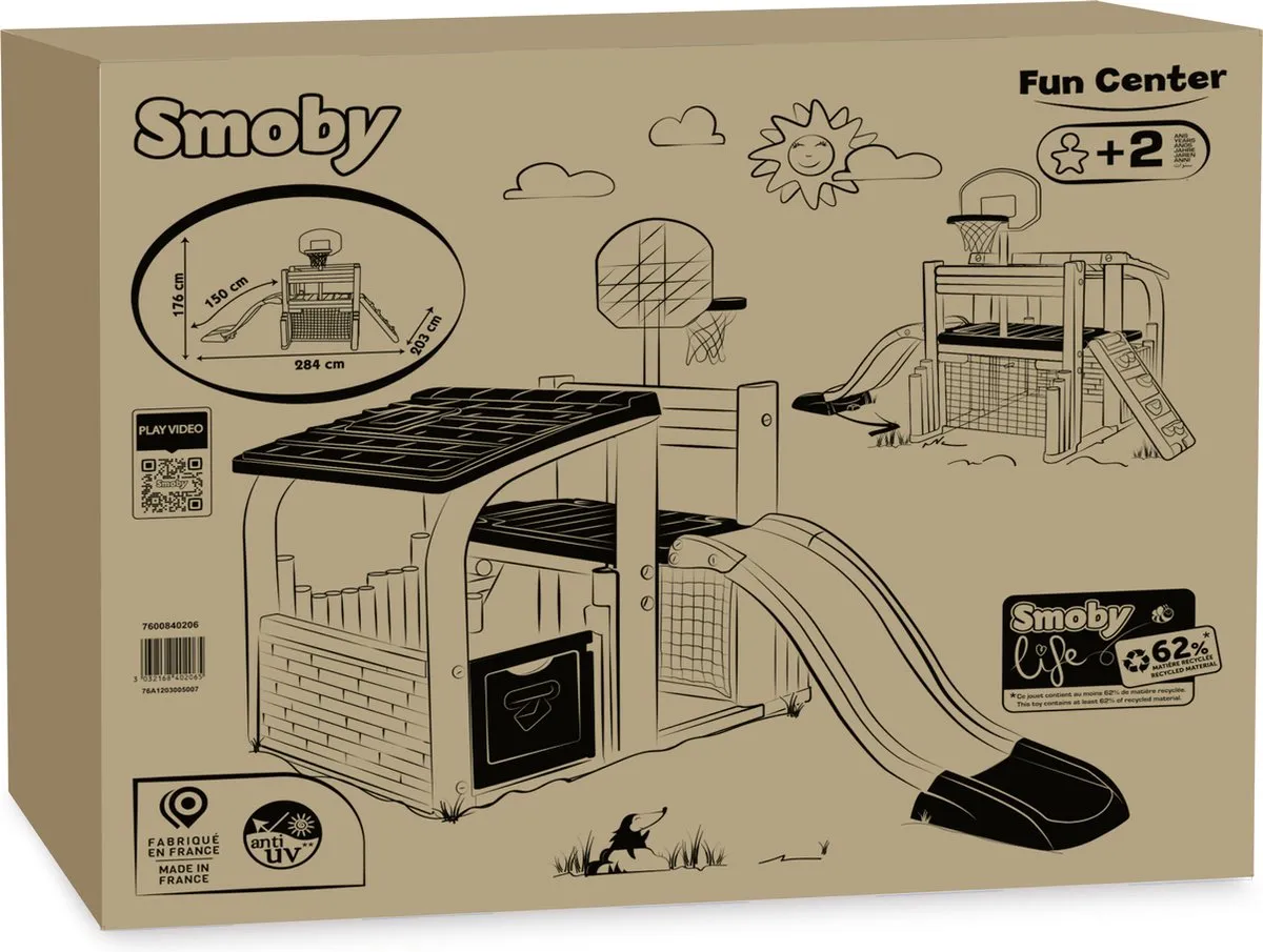 Smoby Life Fun Center Speelhuis Sportcenter 7600840206 - Groen/Beige/Rood - afbeelding 6 van 6