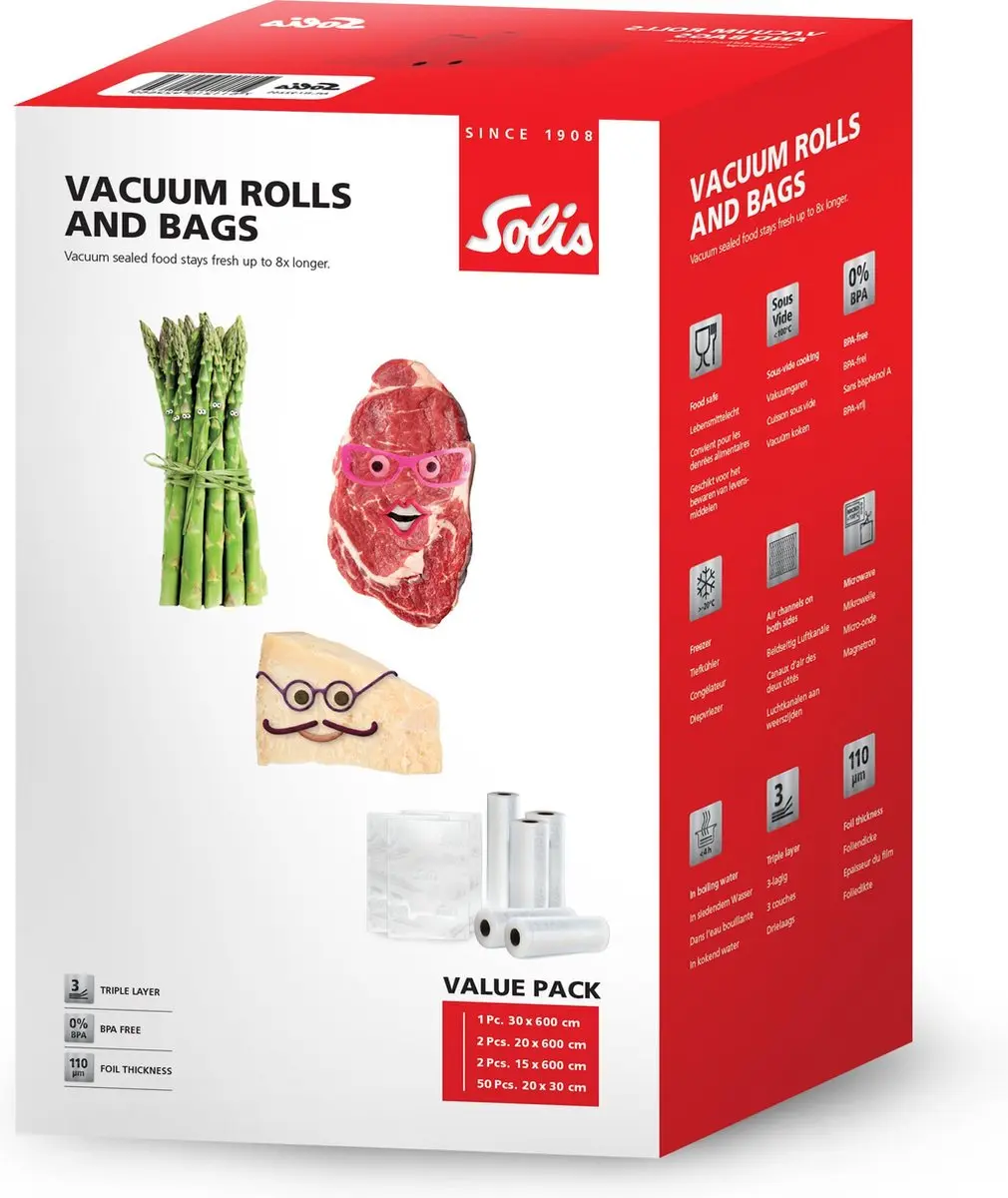 Solis 92265 Vacuumrollen & Zakken - 55 Stuks - BPA-vrij