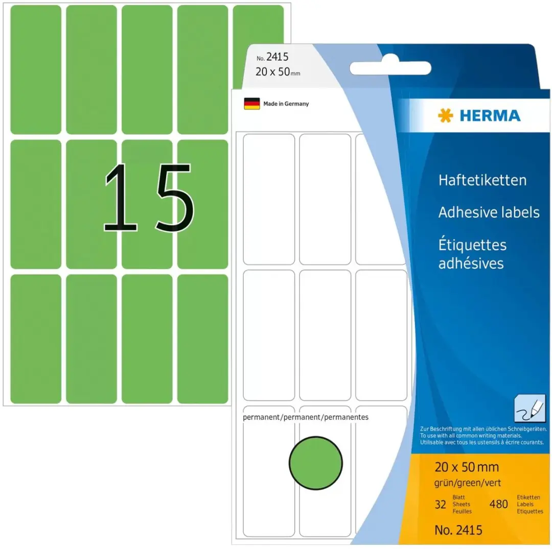 Herma Weckpotetiketten Groen 20x50mm - 480 Stuks - afbeelding 6 van 6