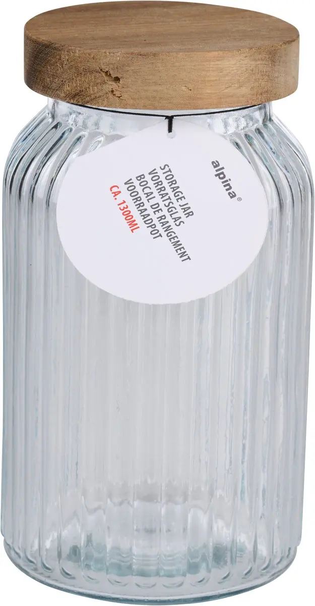 Alpina Glazen Voorraadpot 1300ml - Bruin/Transparant