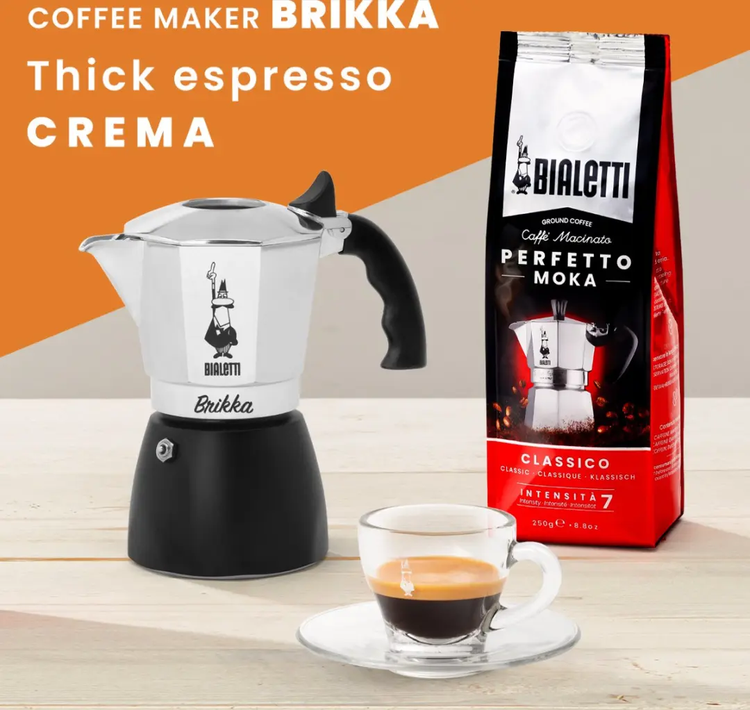 Bialetti Brikka Percolator 2 Koppen - 100ml - Zilver/Zwart