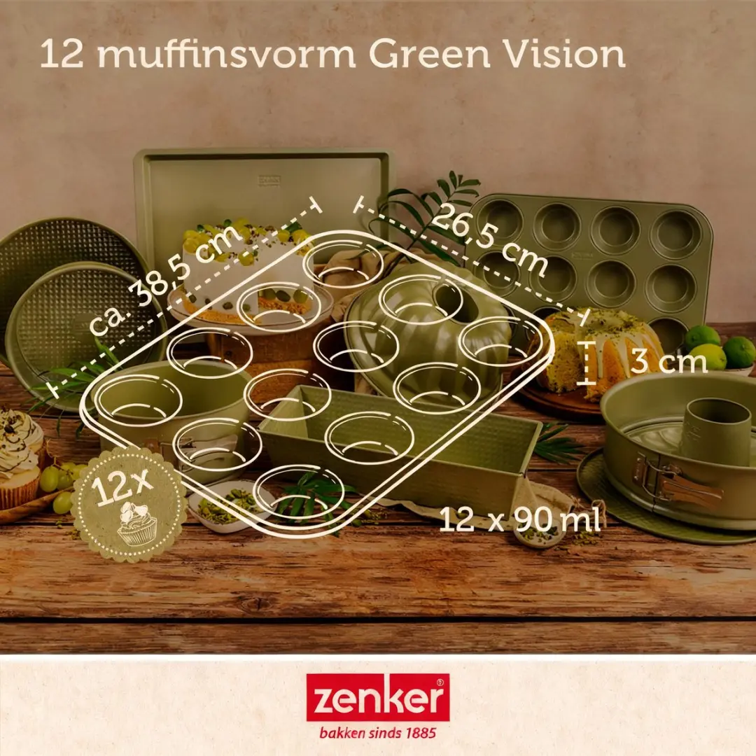 Zenker Bakkersset Muffinvorm 12 Holtes - 2 Kommen & Accessoires Groente