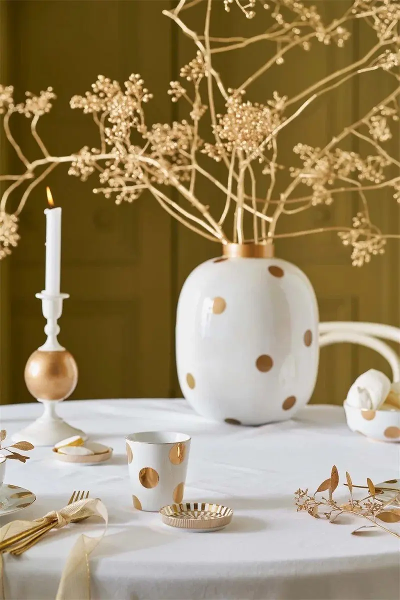 Pip Studio Dot Delight Mok & Theetip - Set van 2 - Wit-Goud