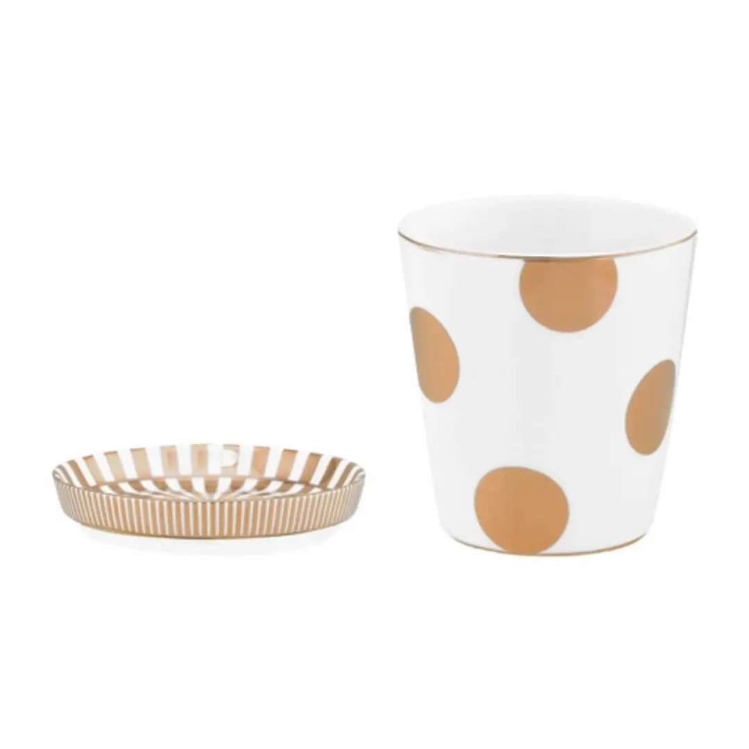Pip Studio Dot Delight Mok & Theetip - Set van 2 - Wit-Goud