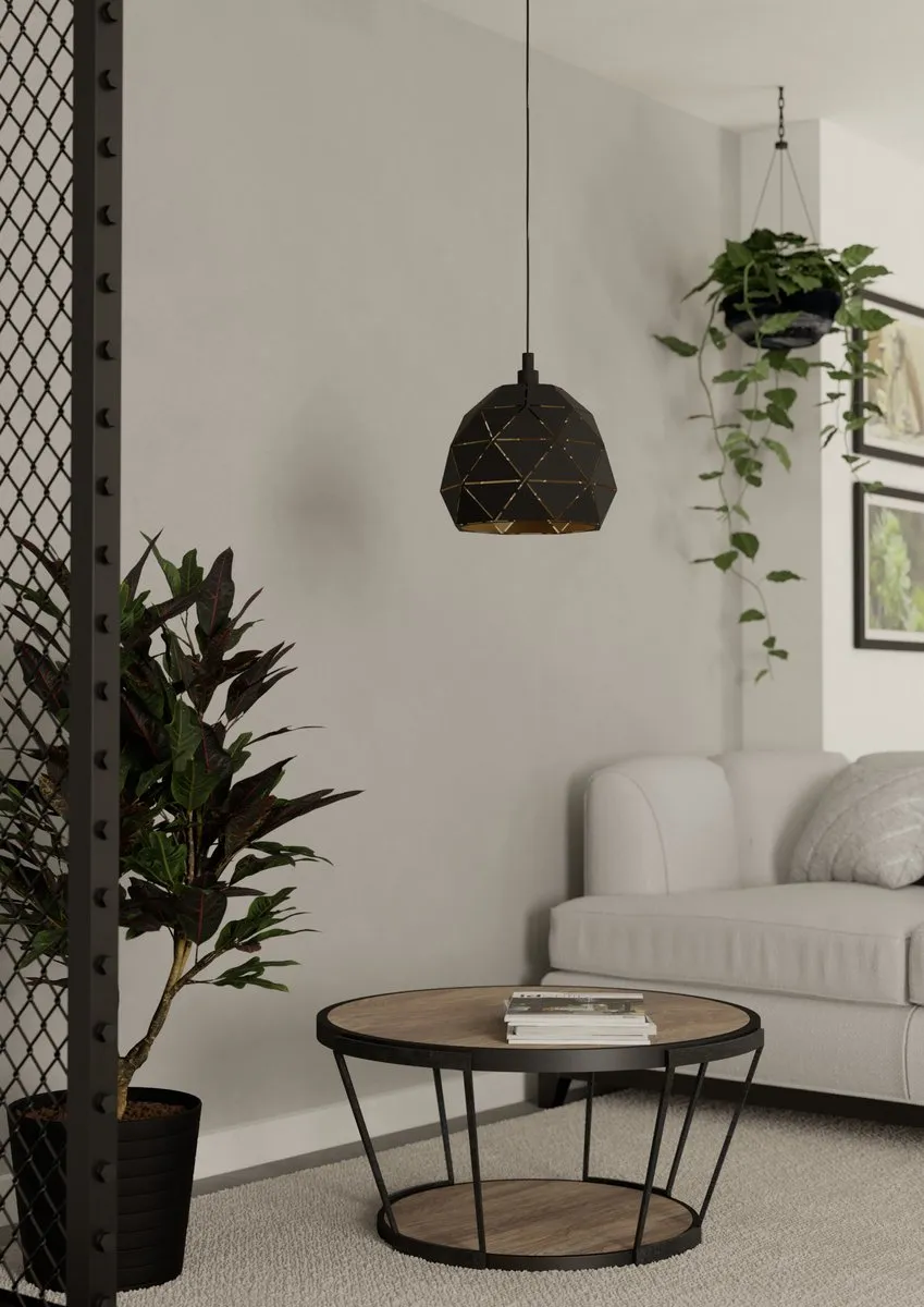 Eglo Roccaforte Hanglamp E27 Ø30cm - Zwart/Goud - afbeelding 6 van 6