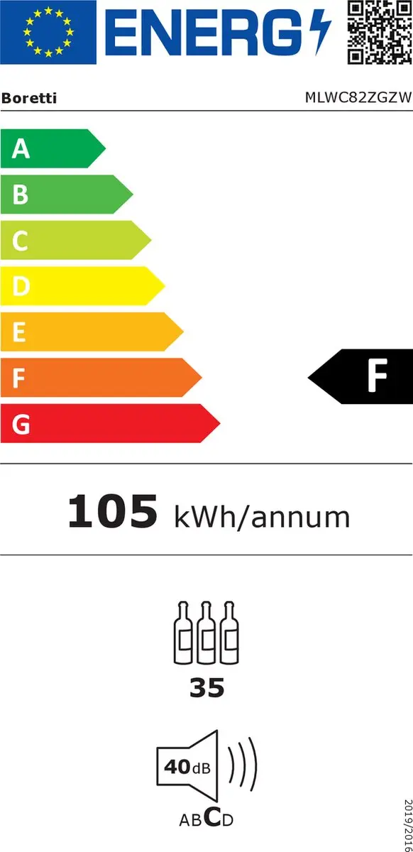 Boretti MLWC82ZGZW Wijnklimaatkast 28 Flessen - 2 Temperatuurzones - Zwart
