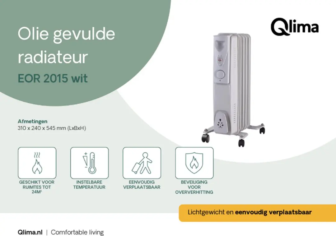 Qlima EOR 2015 Oliegevulde Radiator 1500W - Wit