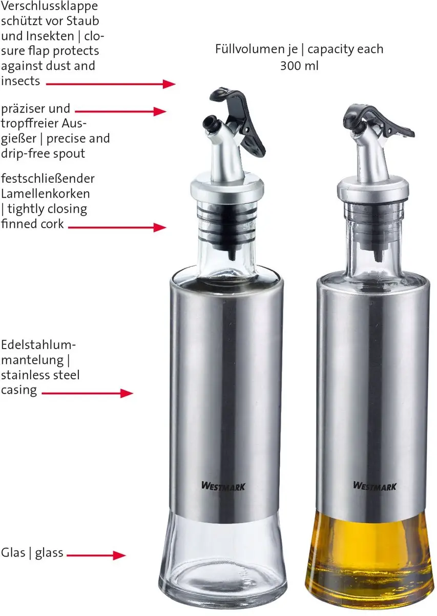 Westmark Lissabon Azijn- en Oliedispensers 2x300ml - RVS