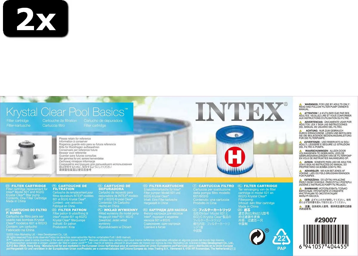 Intex Filterpatroon H 29007 - 2 Stuks