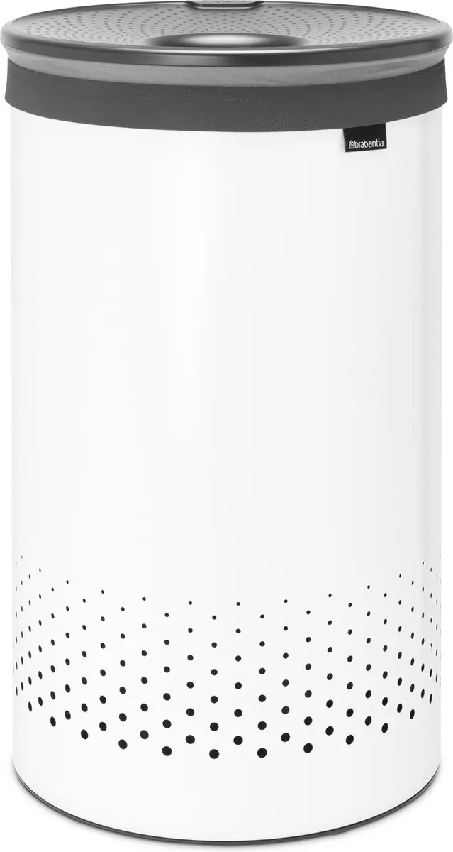 Brabantia Wasmand met Deksel 60L - Wit/Dark Grey