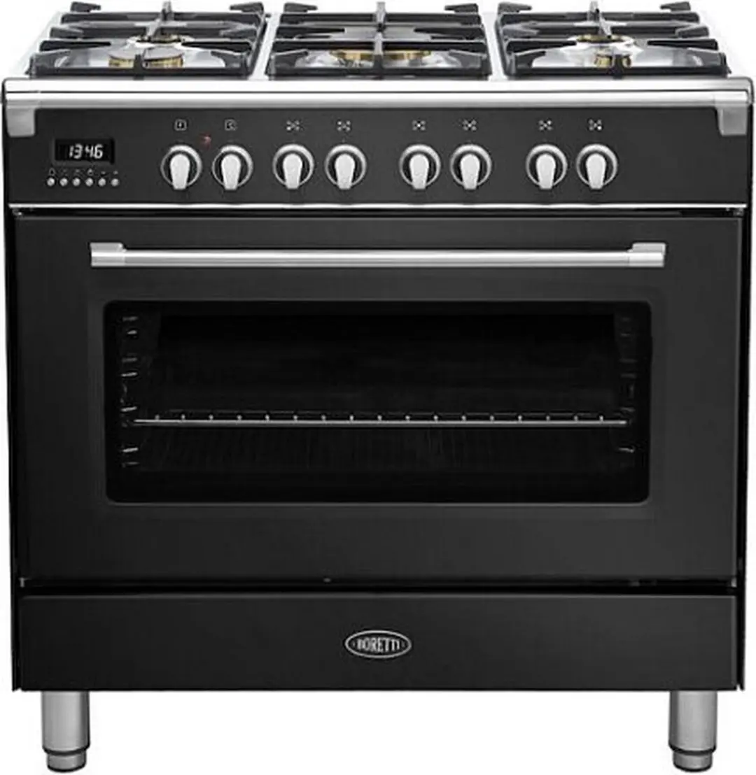 Boretti CFBG901ZW3 Gasfornuis 90cm - 5 Branders - 87L Oven - Zwart