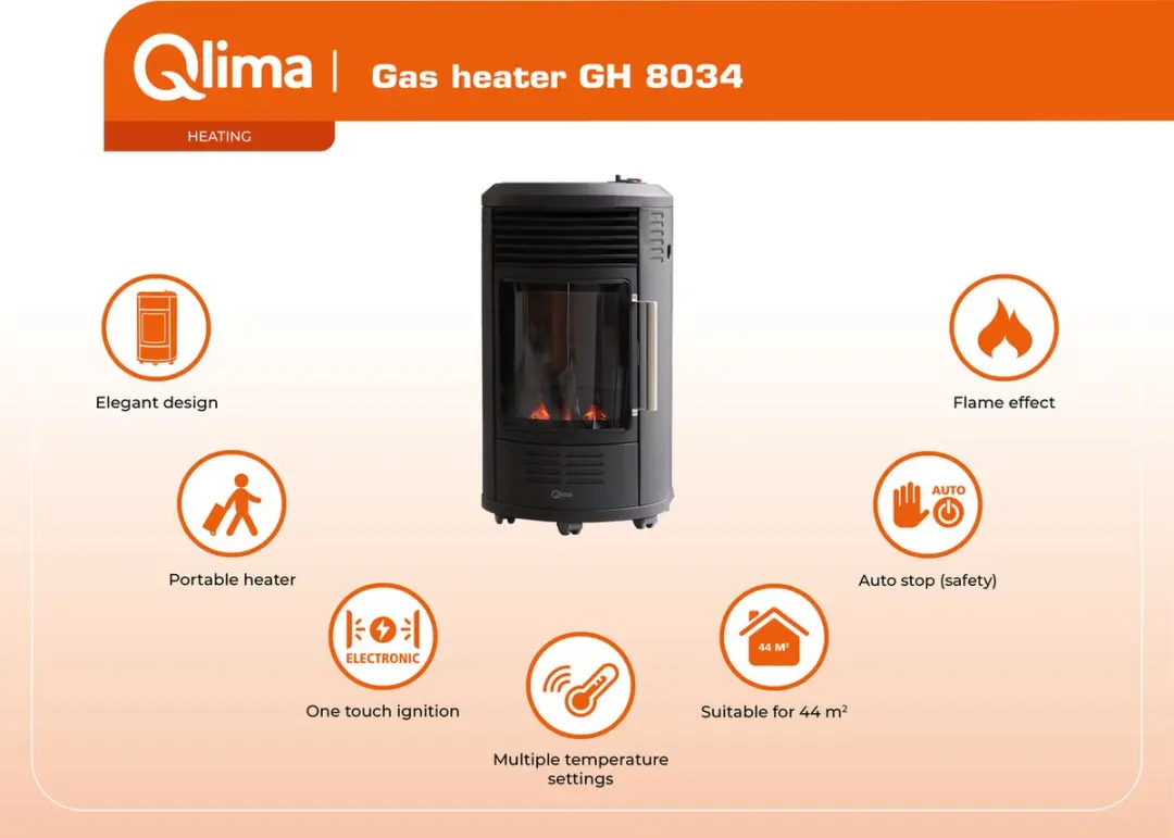 Qlima GH 8034 Gaskachel 3400W - Zwart