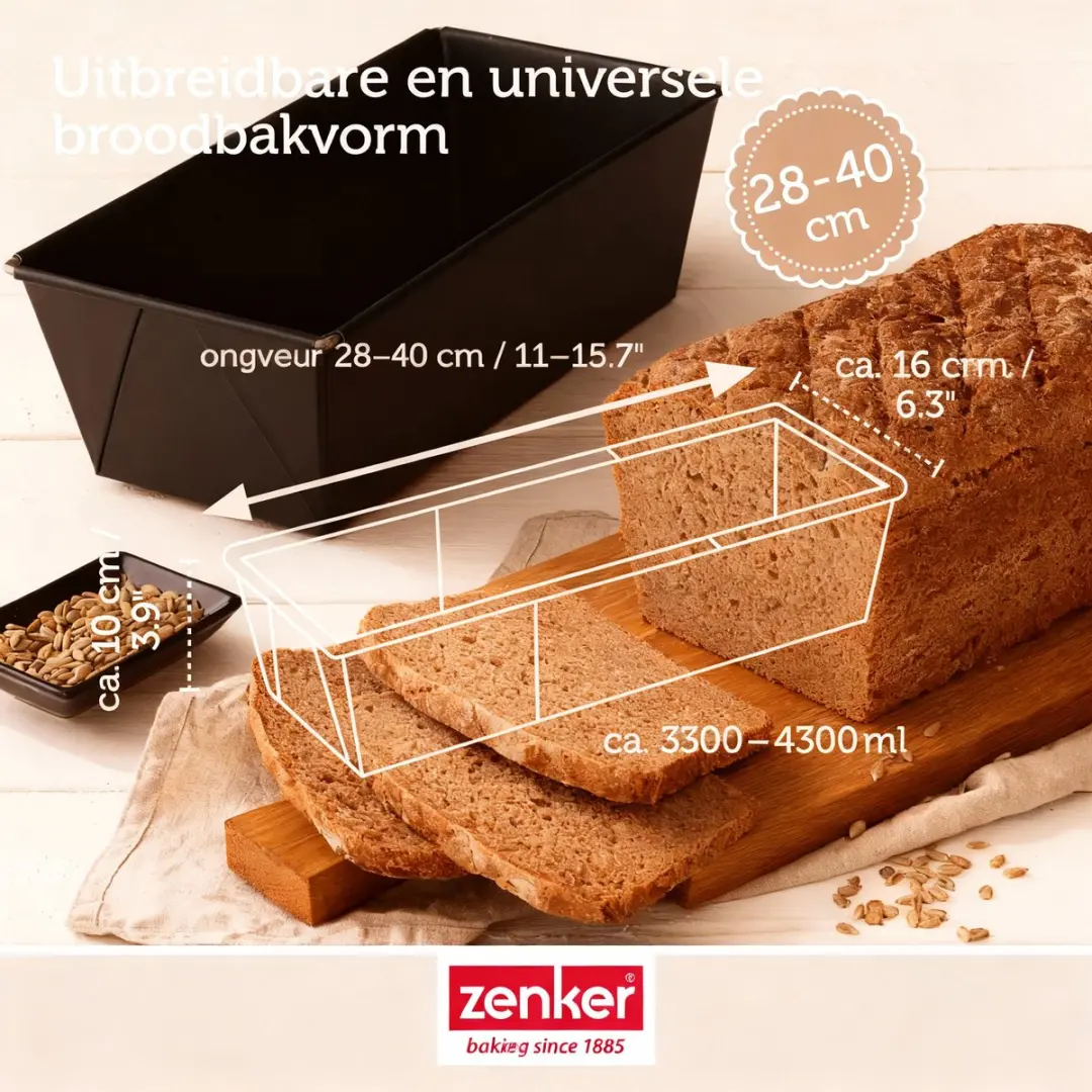 Zenker Bakset met uitschuifbare cakevorm - 2 mengkommen - Zwart