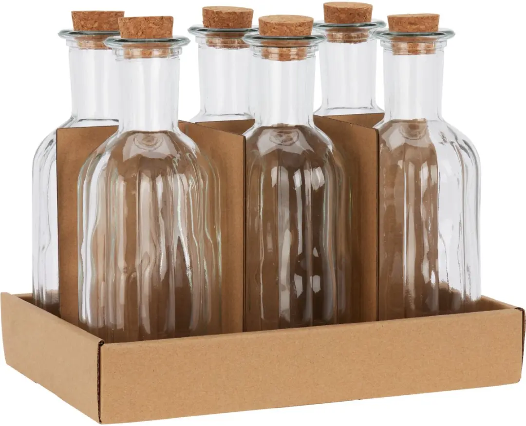 Excellent Houseware Glas Flesjes 500ml - 6 Stuks - Kurkdop
