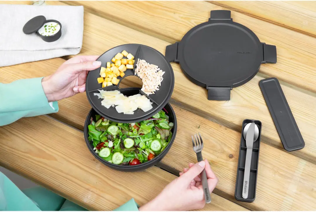Brabantia Make & Take Lunchbox 1.3L - Dark Grey - 3-delig bestekset
