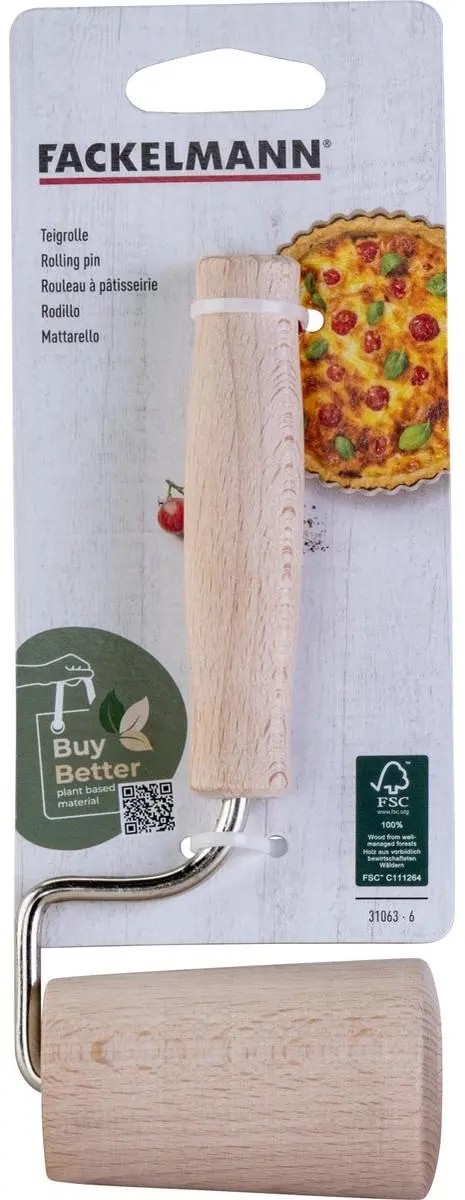 Fackelmann Boissellerie Houten Deegroller 17cm - Bruin