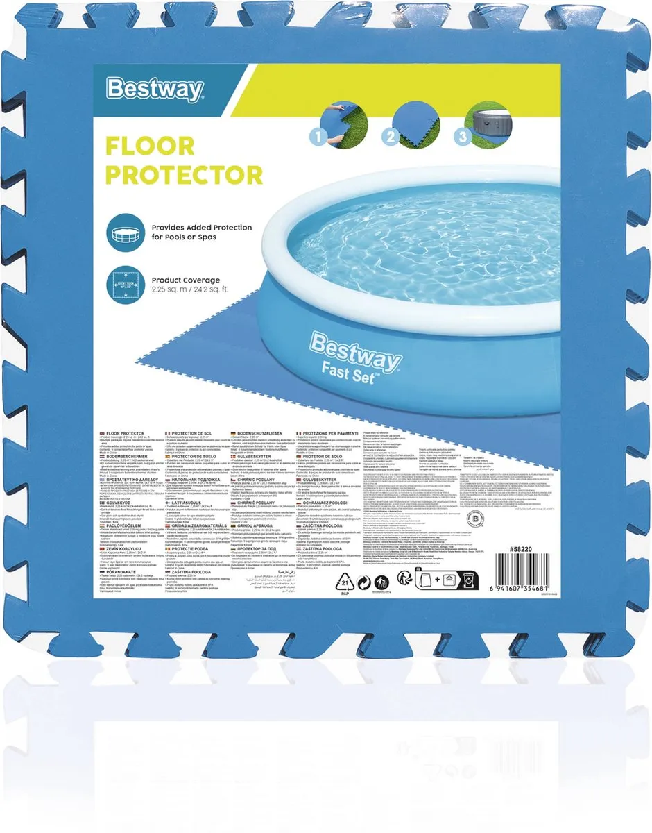 Bestway Flowclear Vloerbescherming Tegels 50x50cm - 9 Stuks - Grijs