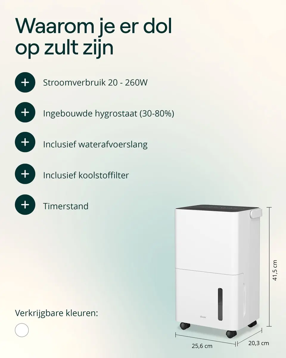 Duux Bora DXDH12 Luchtontvochtiger 12L - 1,7L Tank - Wit