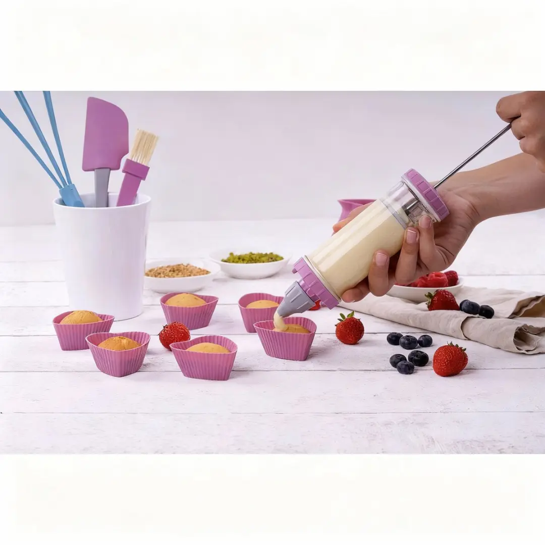 Zenker Sweet Sensation Decoreerset - 1 Spuitzak + 6 Mondjes + 6 Platen - Grijs