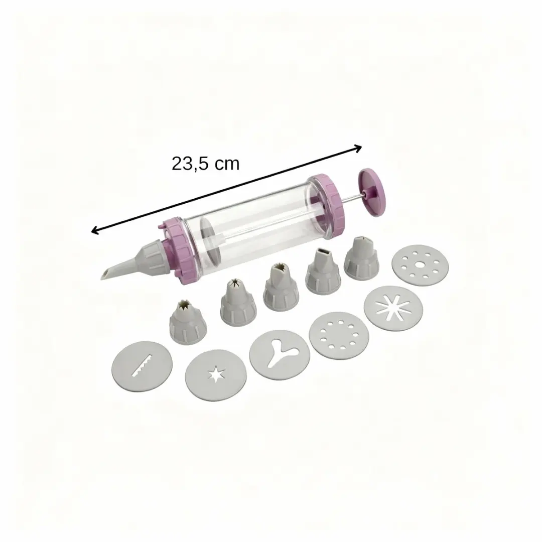 Zenker Sweet Sensation Decoreerset - 1 Spuitzak + 6 Mondjes + 6 Platen - Grijs