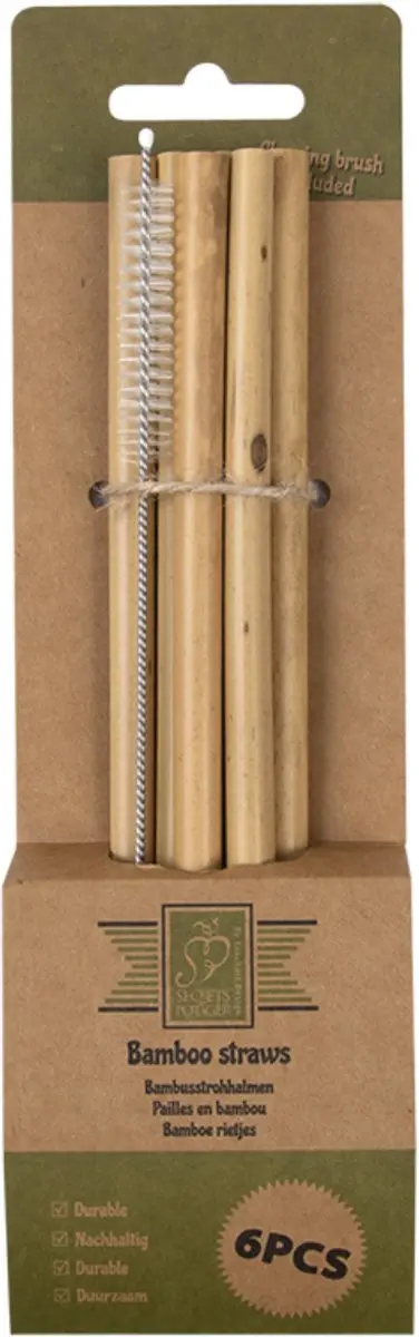 Esschert Design Bamboe Drinkrietjes 6 Stuks - Bruin