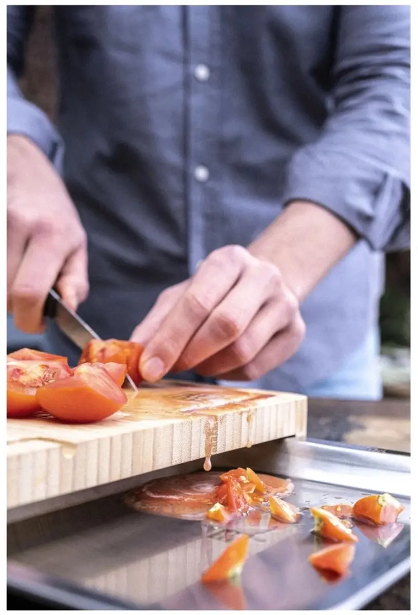 Zwilling BBQ+ 2-in-1 Snijplank 39x20cm - Hout/Metalen Lade