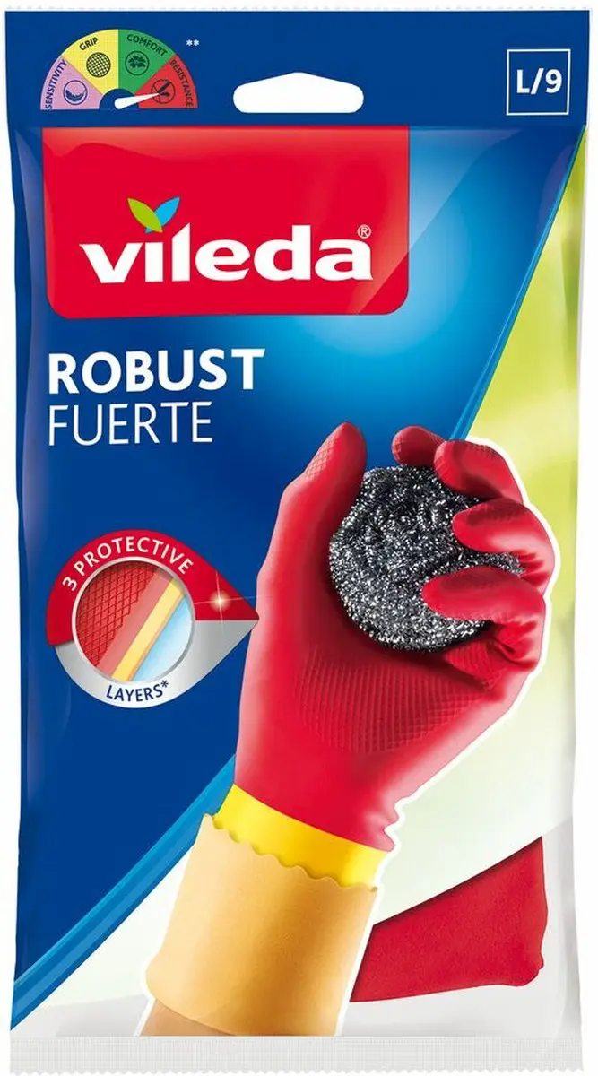 Vileda Robust Handschoenen L - Rood