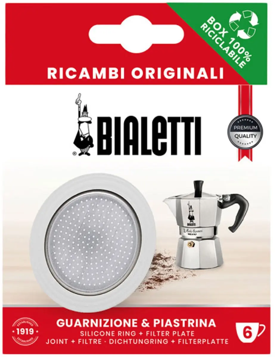 Bialetti Filterplaatje & Siliconen Ring 0800040 - 6 Stuks