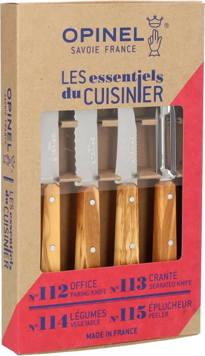 Opinel Les Essentials Messenset 4-delig - Olijfhout
