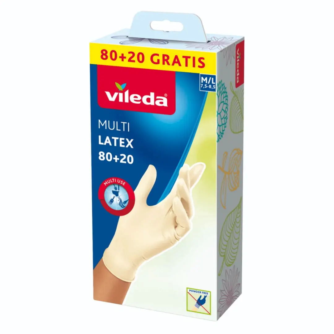 Vileda Natural Latex Handschoenen M - 100 Stuks