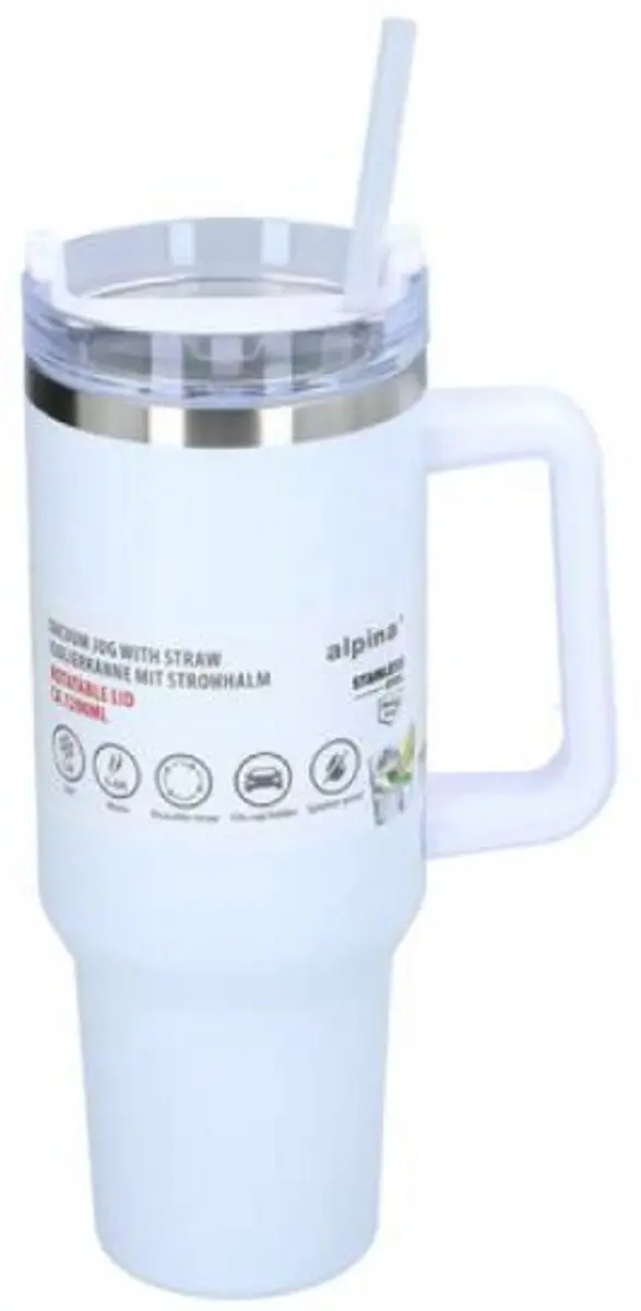 Alpina Vacuum Drinkfles 1200ml - RVS Thermosfles Wit