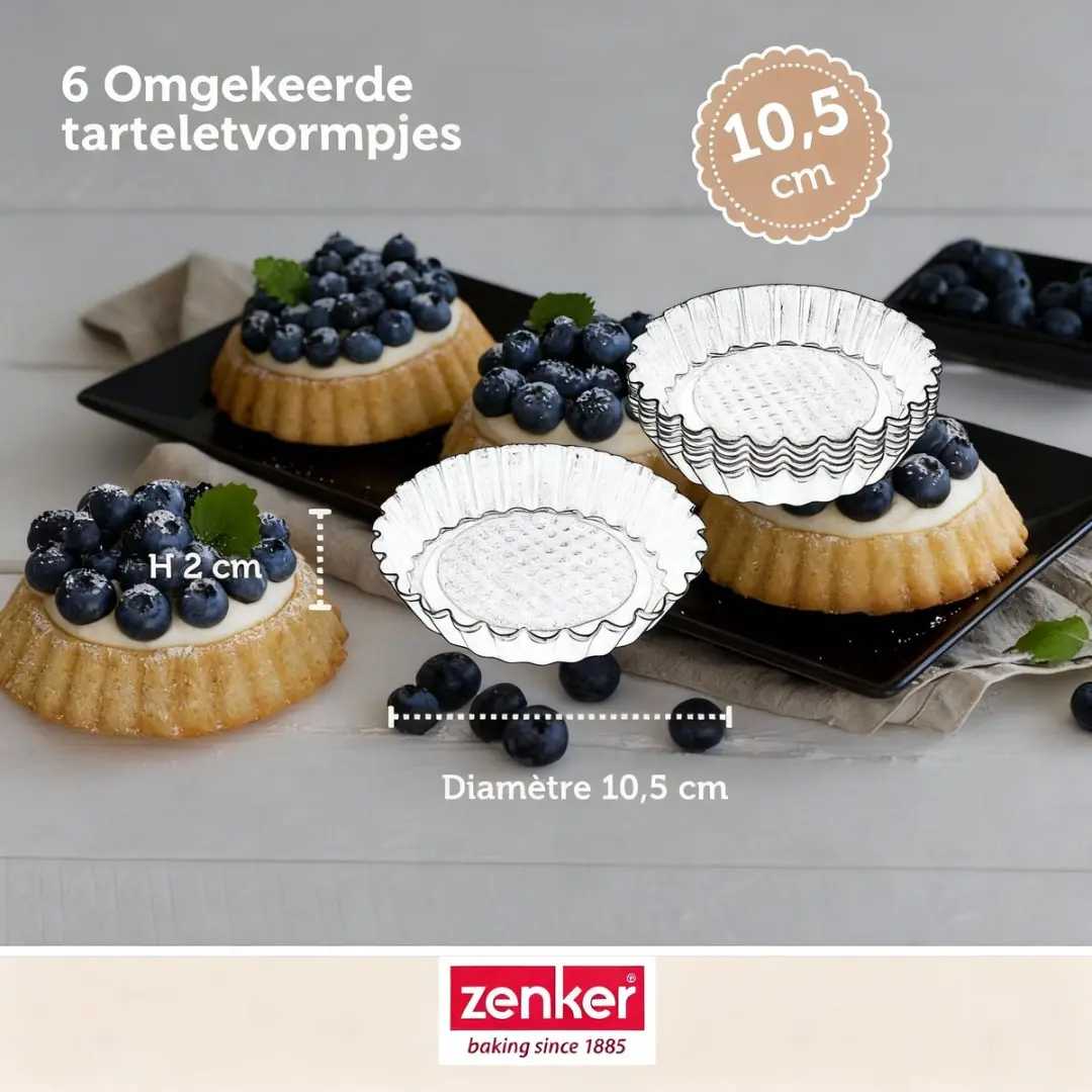 Zenker Bakkersset Omgekeerde Taartvormpjes 10cm - 6 Stuks - Zwart