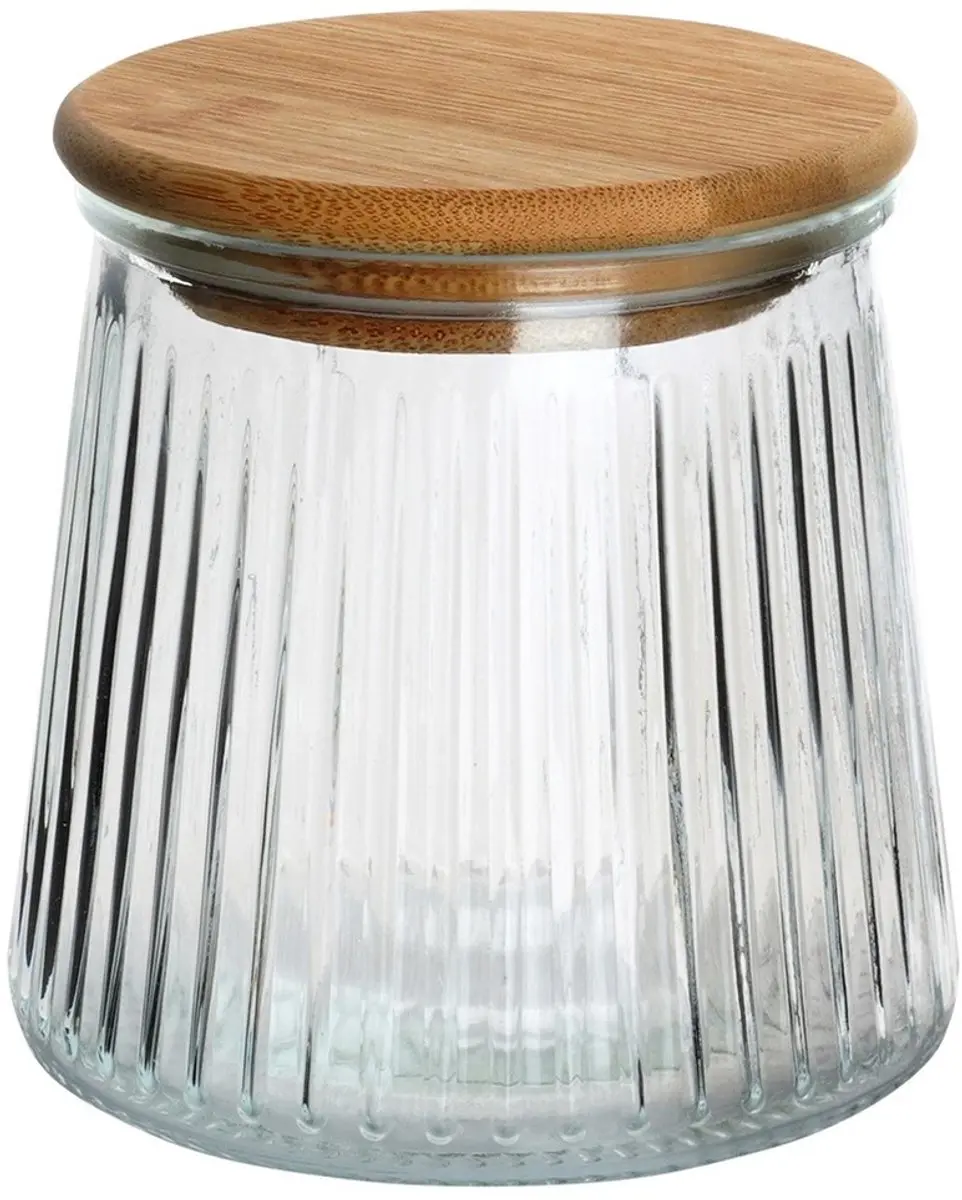 Excellent Houseware Glazen Voorraadpot 600ml - Bamboe Deksel