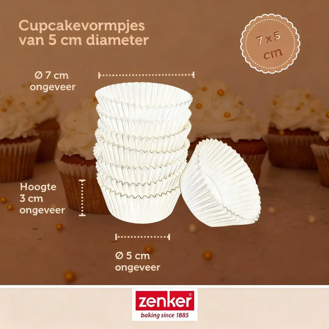 Zenker Bakset Muffinvormpjes 5cm - 100 Stuks - 2 Mengkommen