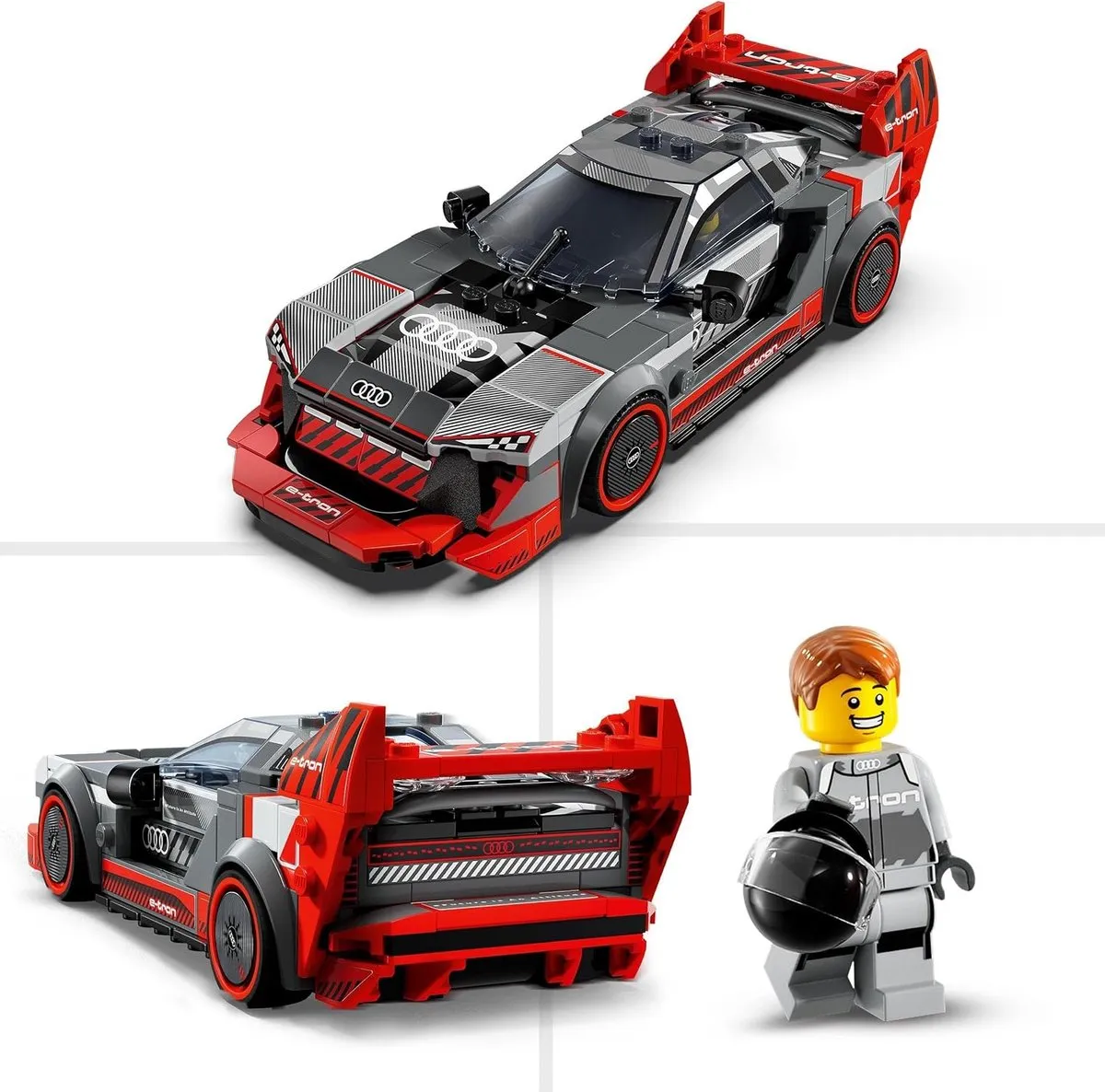 LEGO Speed Champions Audi S1 e-tron 76921 - 1 Minifiguur - Grijs/Zwart/Rood - afbeelding 5 van 6