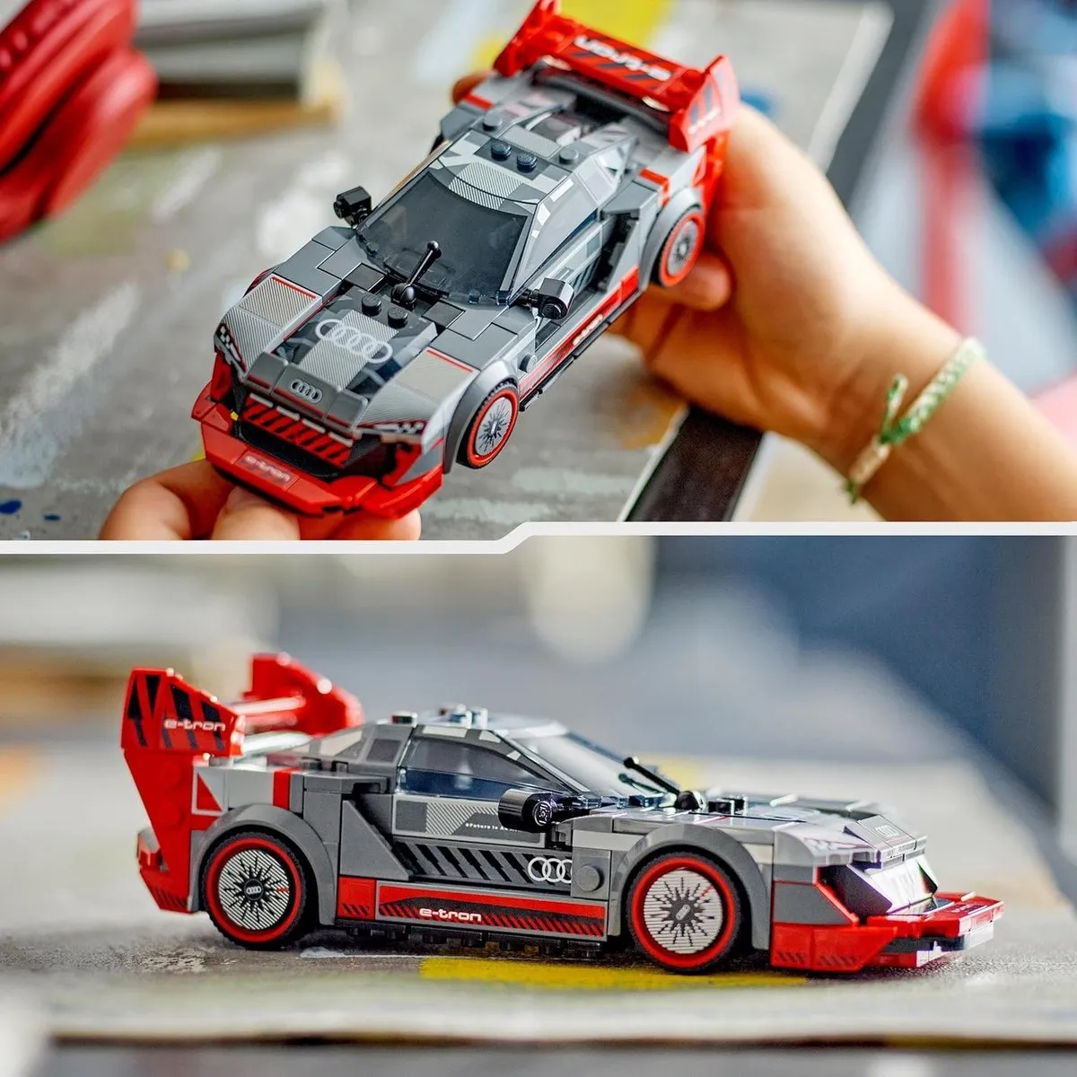 LEGO Speed Champions Audi S1 e-tron 76921 - 1 Minifiguur - Grijs/Zwart/Rood - afbeelding 2 van 6
