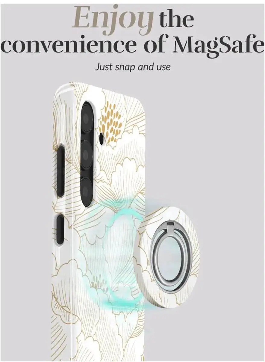 Mio by Mobilize MIOMCSRWR Ringhouder MagSafe - 360° Draaibaar - White Roses