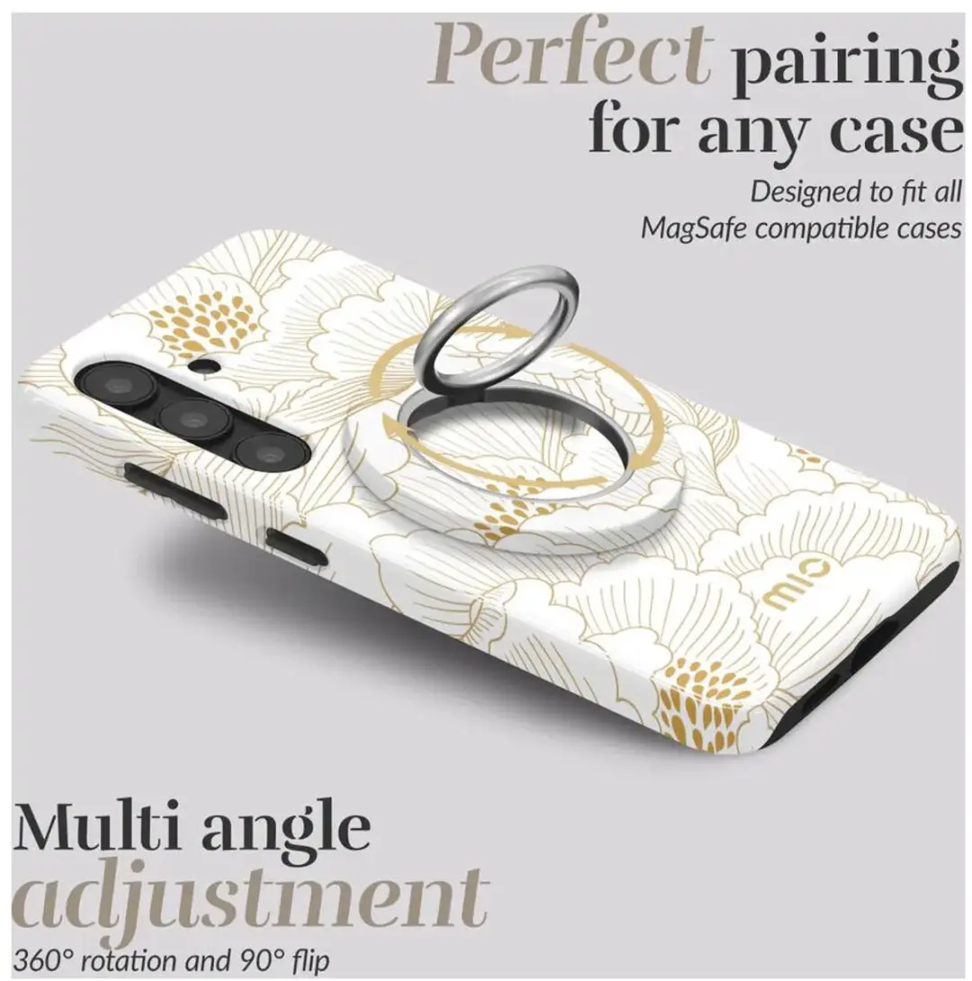 Mio by Mobilize MIOMCSRWR Ringhouder MagSafe - 360° Draaibaar - White Roses