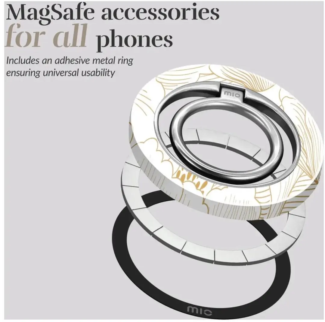 Mio by Mobilize MIOMCSRWR Ringhouder MagSafe - 360° Draaibaar - White Roses